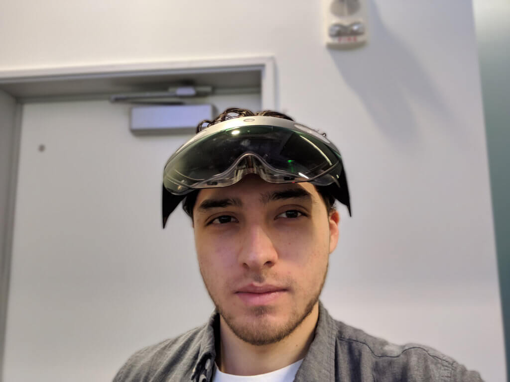 Sergio Wearing HoloLens Generation 2 with the Visor lifted