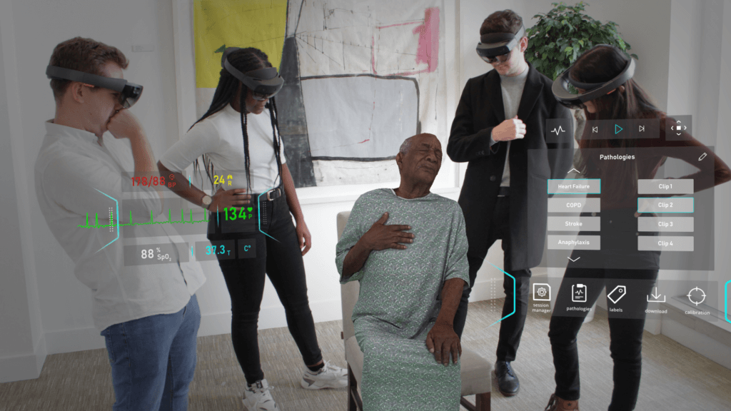 4 Academics studying a virtual patient